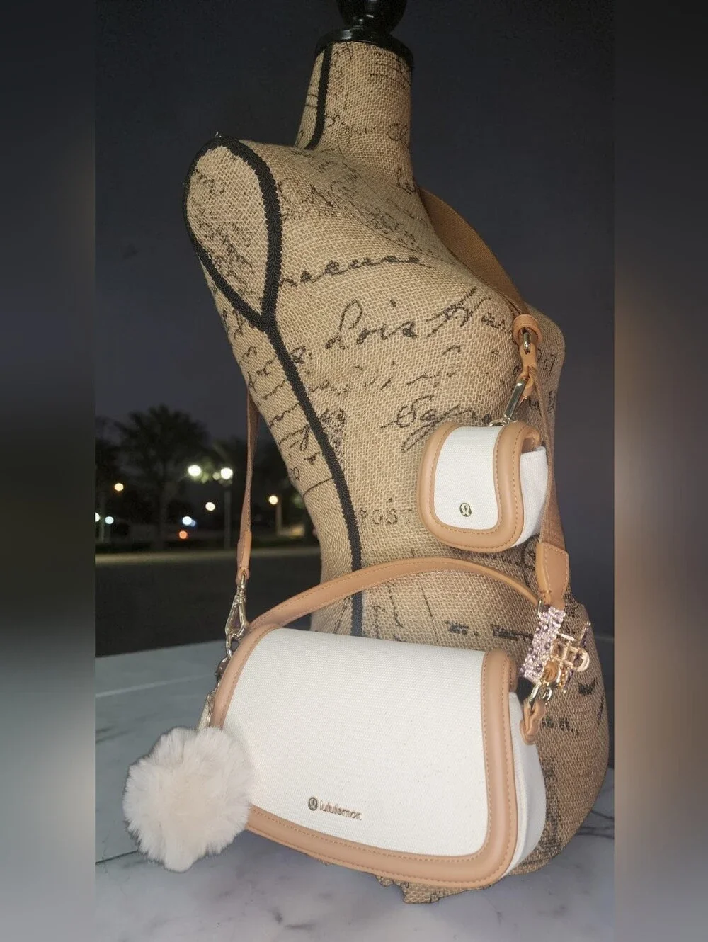 Lululemon Canvas Mini Bag in the Natural/Chestnut Brown Colorway NWOT - Picture 10 of 16